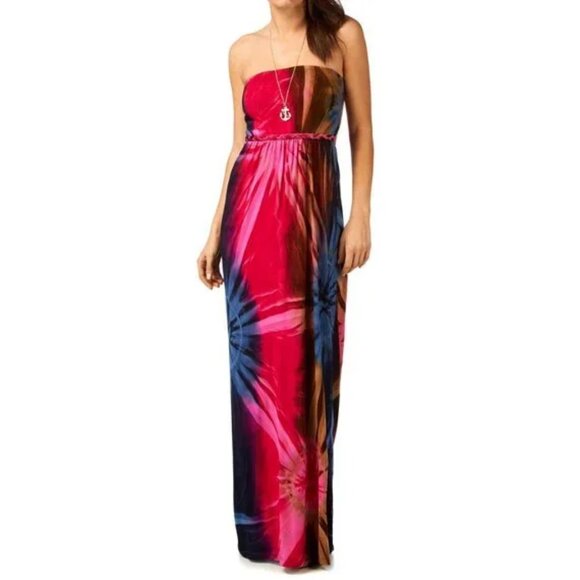 Ruby Rocks strapless maxi tie dye dress UK size 14 US size 10 - Picture 1 of 7
